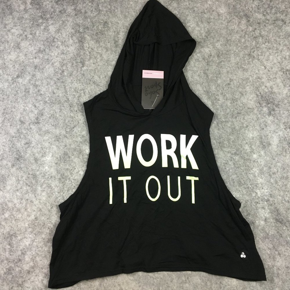 Soho Sport Tank Top M Black Muscle Tank Hoodie Graphic Athleisure Oversize Knit